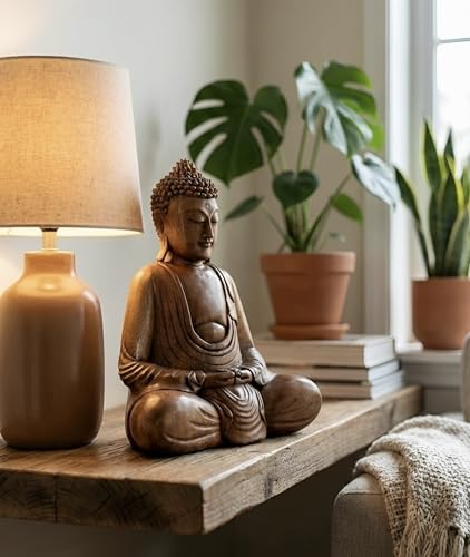 Estatua Buda de Madera G6 Collection 12 pulgadas miniatura 4