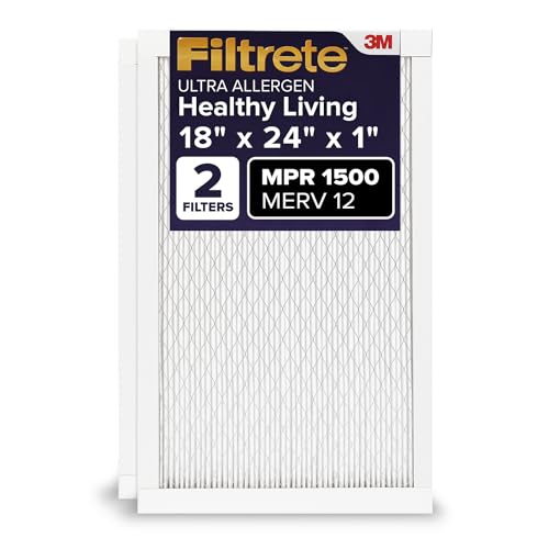 Image of Filtrete Healthy Living Ultra Allergen Reduction HVAC Air Filter, Captures Pollen & Pet Dander, MPR 1500, 18 x 24 x 1-Inches, 2-Pack