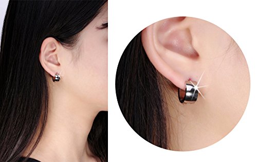 Aretes de aro pequeños de acero inoxidable de moda únicos para hombres y mujeres, Oro rosa Acero inoxidable Plata, 3 5