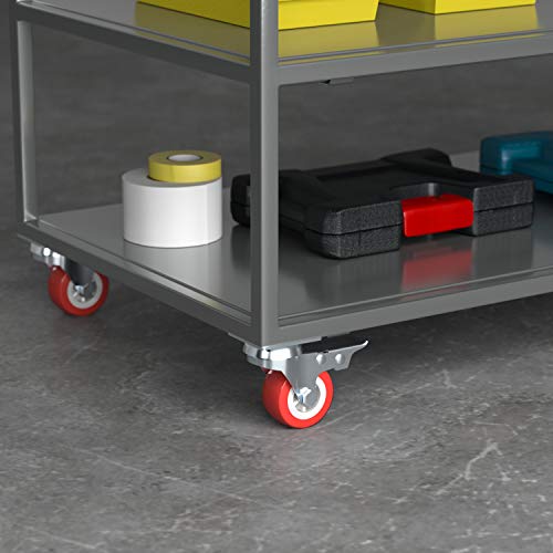 AmazonCommercial Rodízio giratório de PVC com placa superior de 5 cm com freio, vermelho, pacote com