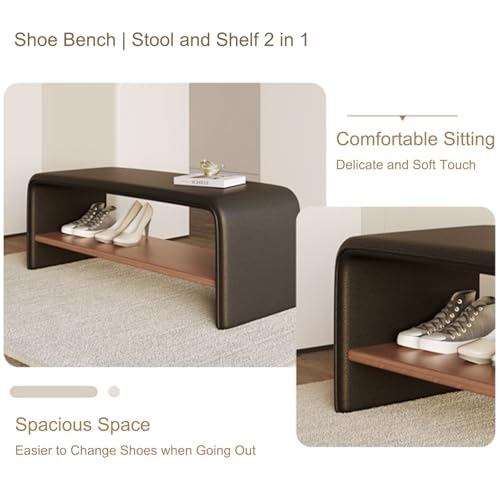 Meuble à chaussures pour petits espaces avec assise confortable en bois - 5