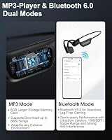 ZOVIMAX Militär Knochenschall Kopfhörer, Bluetooth 6.0, IP68 wasserdichte Schwimmen Sportkopfhörer mit MP3-Player 8G Speicher, 12h Laufzeit Windschutz Open Ear Sportkopfhörer, Schwimmen/Laufen/Radeln – Ansicht 4
