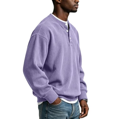 Corduroy Long Sleeve Henley Shirts for Men Casual Pullover Fall Shirt - image 4