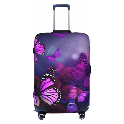 SMAZDFXX Fundas de Equipaje con diseño de Mariposas moradas para Maletas, elásticas, Antipolvo y antiarañazos, Gruesas, Lavables y aptas para Maletas Extra Grandes.
