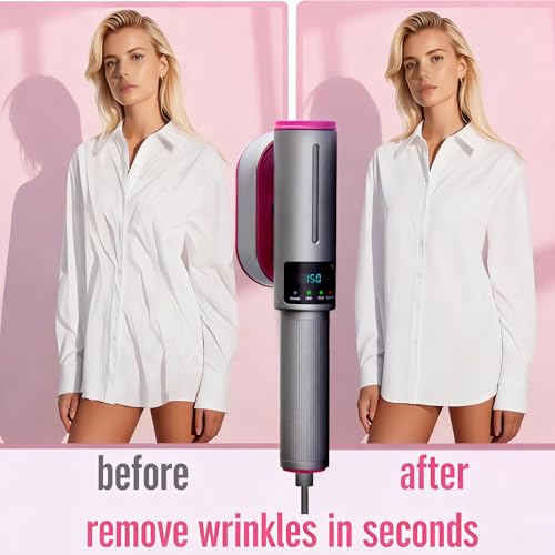 Image of 2 in 1 Travel Steamer Iron for Clothes,1200W Portable Handheld steamer for clothes, One-Button Switch, Fast Heat-Up, Quick Wrinkle Removal, Dry & Steam Ironing,110V(Silver&Purple)
