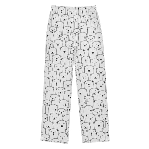 Bear Family Boys Long Pants Soft Trousers Elastic Waist Kids Lounge Bottoms with Pockets S-XL