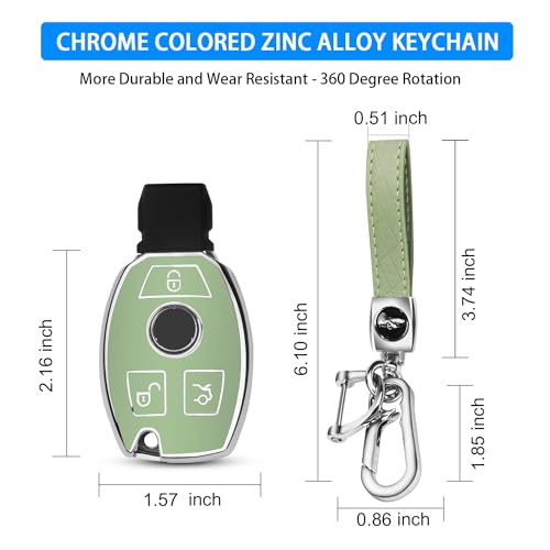 Image of QBUC for Mercedes Benz Key Fob Cover with Keychain (Green)