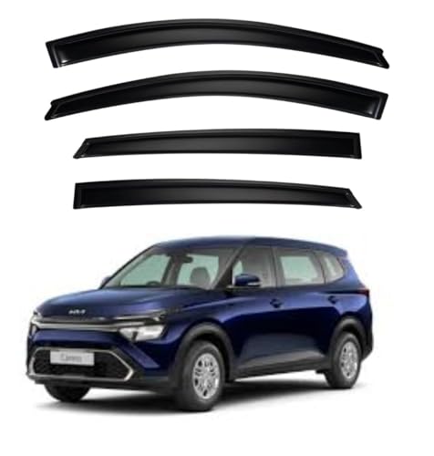 Image of Premium Smoke Car Door Visor Front+Rear Sun /Rain Guard Outside Mount Tape-On Window Visors Compatible with Kia Carens (2025-2026)