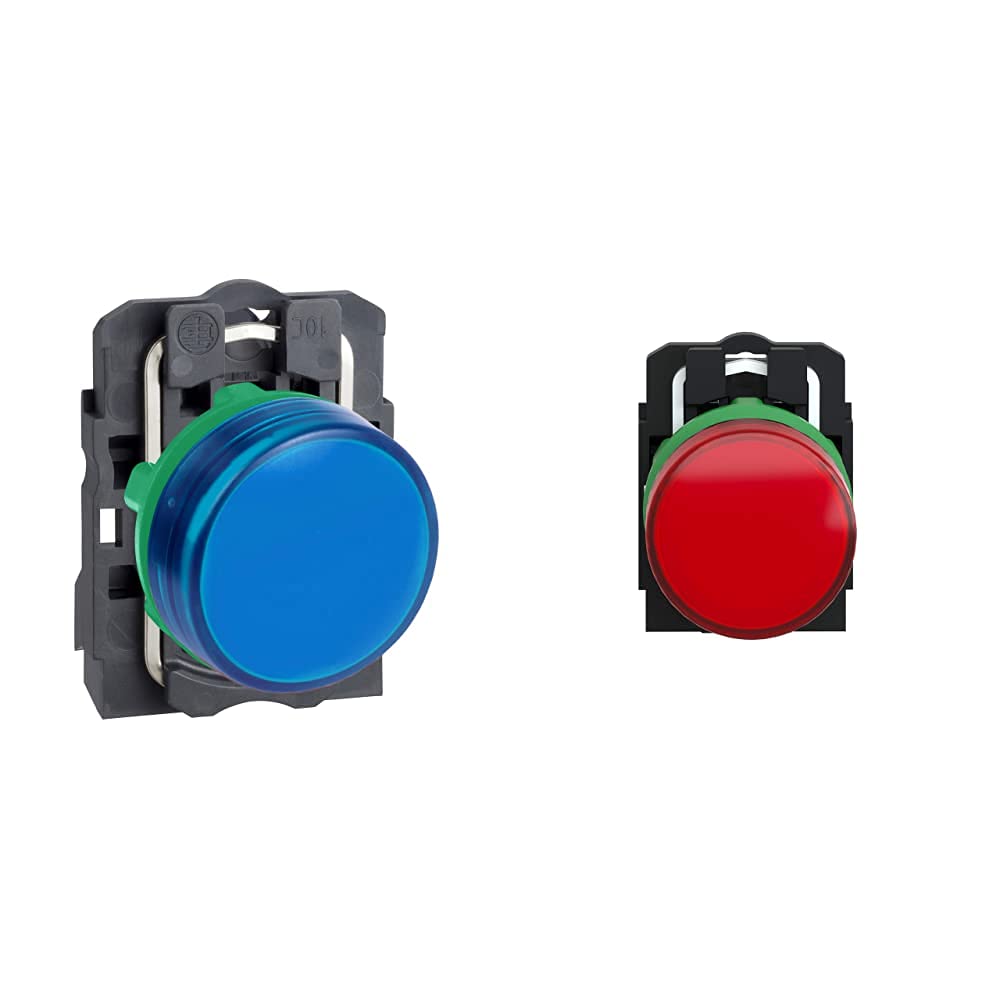 Schneider Electric Harmony XB5 Pilot Light, Plastic, Blue, 22, Plain Lens with Integral LED, 230..240 V AC, XB5AVM6 with Indicator Light, XB5AVM4, Red with Indicator Light, XB5AVM5, Orange