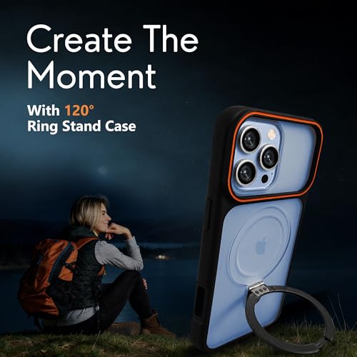 Image of AIBEX Protective OStand Case Compatible for Apple iPhone 15 Pro MagSafe Compatible | Slim Shockproof Back Cover with Camera Lens Protection, Strong Magnetic Support & Anti-Slip Grip | Military Grade