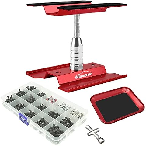 OGUNKE RC Car Repair Work Stand Repair Tool Set 360 Degree Rotation and 521 PCS RC Screws Kit (Red) Cover