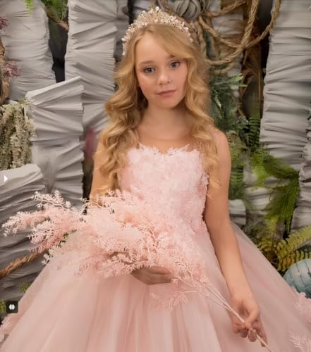 Flower Girl Dress for Weeding Lace Appliques Tulle Pageant Dress Ruffles Princess Formal Ball Gown3