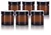1 oz Amber Glass Straight Sided Jar with Black Lids (6 Pack)
