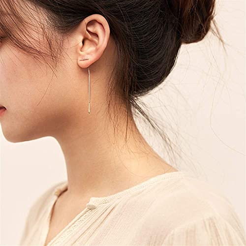 Pendientes de rosca de borla 925 largos con diamantes de imitación elegantes para mujer 2