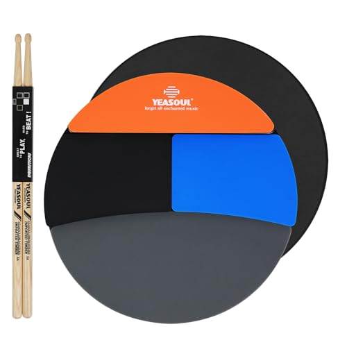 Practice Drum Pad, 4 Surfaces Drum Practice Pad, Silent Practice Pad for Drumming with Different Playing Surface with 1 Pairs Drum Sticks (Style 1)