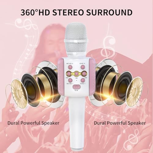 Image of VRJTEC Kids Wireless Karaoke Microphone | Bluetooth Singing Mic with Built-in Speaker, Echo, Rechargeable & Portable Handheld Toy Mic for Boys & Girls Home Party Fun