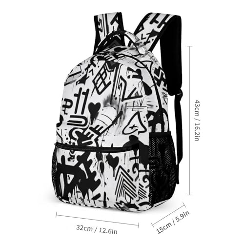 Graffiti Print School Backpack Lightweight Laptop Backpack Student Travel Daypack with Adjustable Shoulder Strap2