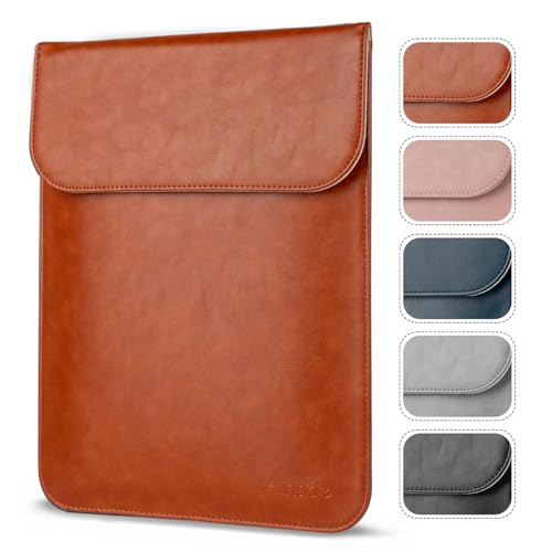 Allinside 11-12 inch Laptop Sleeve Case Compatible with MacBook Air 11 2010-2015/MacBook 12 2015-2017, Waterproof PU Leather Laptop Sleeve Bag Protective Vertical Case Cover, Brown