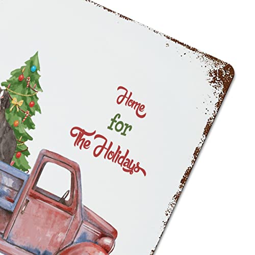 Decorative Merry Christmas Dog Red Truck Metal Signs Outdoor Signs And Decor Home For The Holidays Vintage Metal Tin Signs Hanging Wall Plaque Kitchen 12"X16" #TOP5