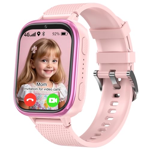 kaacly 4G Reloj Inteligente Niño, Smartwatch Niños con GPS,Chat Familiar,SOS,Teléfono,Videollamadas HD,IP67 Resistente al Agua, Reloj Inteligente Regalo para Niños de 4 a 12 Años