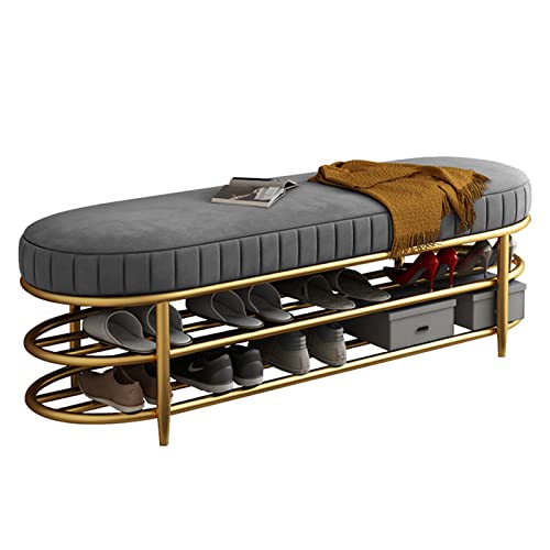 Banco de Almacenamiento de Zapatos de Doble Capa, Taburete Suave para recibidor con Bolsa, 100x32x45cm, Elegante reposapiés Multifuncional para el hogar, Ideal para recib