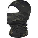 QHIU Taktische Maske Ninja Balaclava Kapuze Schnell-trocknende Camouflage Volles Gesicht Balaclava Outdoor Sport Armee Radfahren Paintball Airsoft Moto (BK, 1)