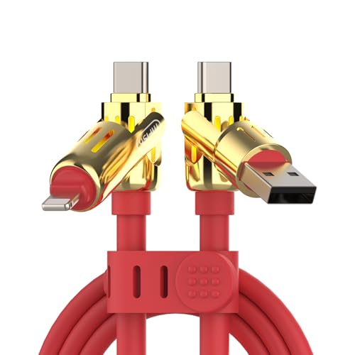 Image of MFish 2-Pack 240W 4-in-1 Multi Charging Cable, Black+Red, 6.6FT