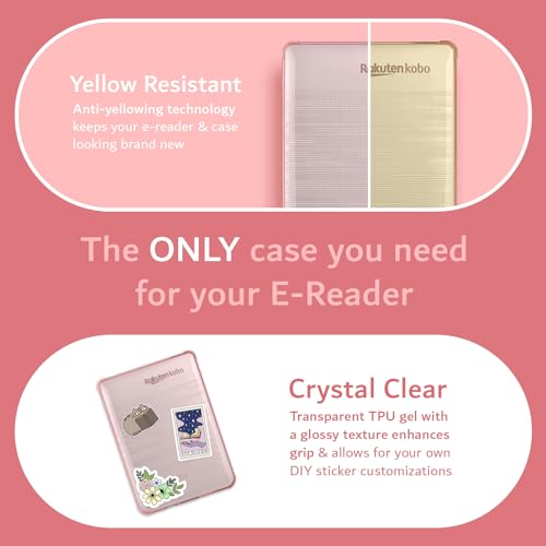 TUDIA SKN Designed for Kobo Clara HD Case 6" (2018) Back Cover, [Reinforced Corners] Shockproof Slim Anti-Yellowing Silicone Gel Clear Back Lightweight Grip TPU Bumper for eReader (Clear Pink) by TUDIA - Image 5