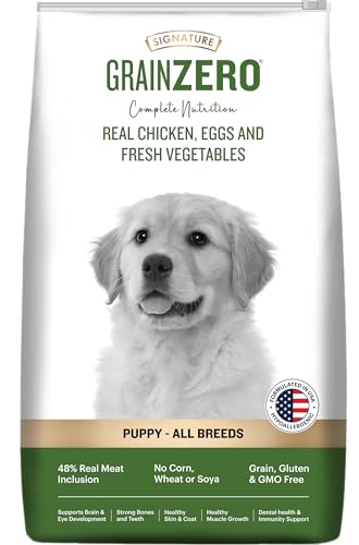Grain Zero Puppy Dry Dog Food 12kg | Real Chicken, Egg & Vegetables | 48% Meat Inclusion, No Grain Formula, Gluten-Free | Promotes Healthy Skin & Coat | All Breeds