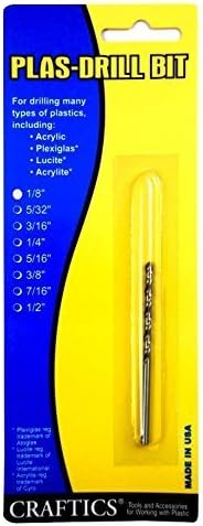 1/8 Drill Bit for Plastic (Acrylics, Plexiglas, Lexan, ABS, PVC, and more) Works with Hand Drill by Craftics