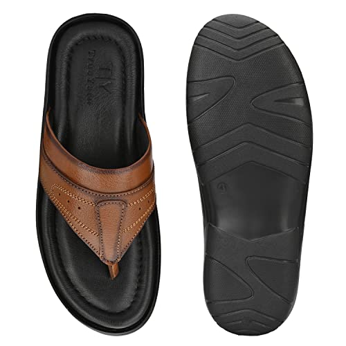 Image of Men's Genuine Leather Slippers | Thong Slippers For Men | Comfortable | Cushioned Insole | Durable | Handmade |