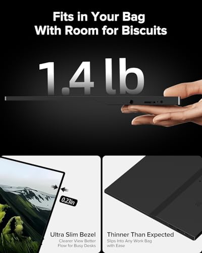 Image of EVICIV Portable Monitor Touchscreen 15.6 inch, 125% sRGB 1080P IPS 10-Point Touch Screen Monitor, VESA & Case, MINI HDMI USB C, Ultra-Thin Travel Second Screen for Laptop, Computer, Game Consoles