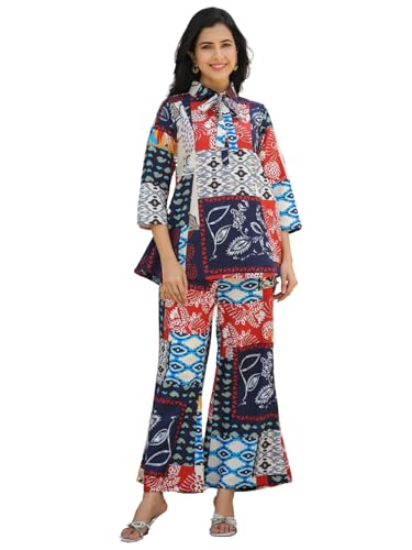 Image of Leriya Fashion Women's Rayon Floral Co Ord Set Stylish | Kurta Set | Ethnic Co Ord Set | Designer Kurta Set Trendy Korean Summer Travel Outfit | Lightweight Two Piece Dress for Beach & Holiday Look