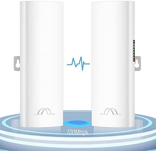 Wireless Bridge, bluedery 5.8G Outdoor CPE Point to Point Long Range Access with 14DBi High Gain Antenna, PoE Adapter, 2 RJ45 LAN Ethernet Port, 2-Pack
