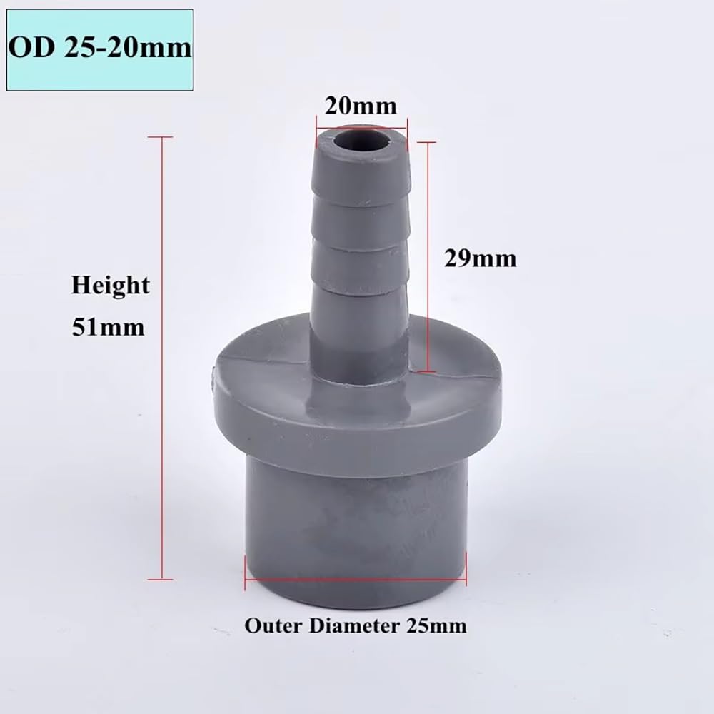 Conector Pagoda de PVC, Adaptador de Manguera de riego de jardín Plateado, diámetro Exterior de 20/25/32 mm, Compatible con mangueras de 5-25 mm.(20pcsx25mmx20mm)