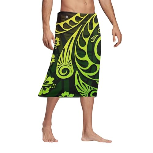 Men Swimsuit Wrap Skirt Polynesian Tribal Samoa Tapa Island Wrap Skirt Lavalava Mens Wrap with Pockets