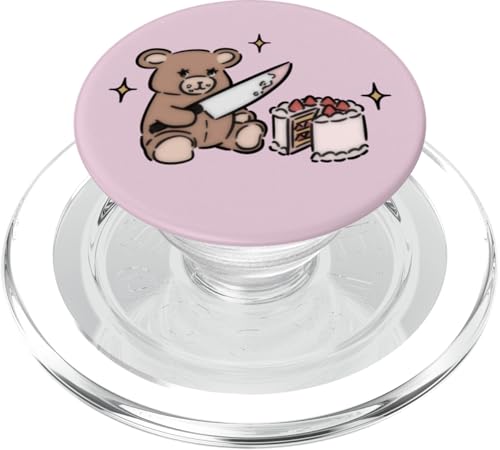 Ours en Peluche avec Couteau et gâteau d'anniversaire PopSockets PopGrip pour MagSafe