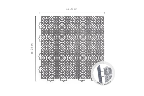 andiamo Terra Sol Terassenfliesen Klicksystem - Kunststoffplatten Außenbereich für Balkon - Terassenboden außen - Balkon Bodenbelag wetterfest - Kunststoffplatte innen 5 Quadratmeter dunkelgrau