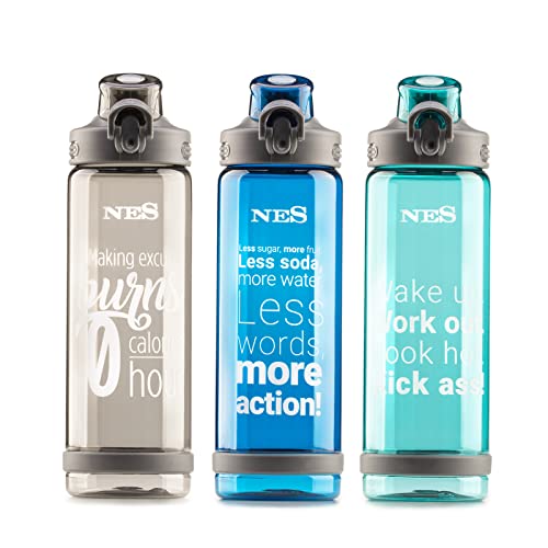 Vitapur NES Lot de 3 bouteilles d'eau sport sans BPA Tritan 0,7 l - Étanche - Pour vélo, camping, yoga, gym Cover