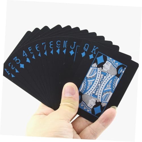 wasserdichte PVC Pokerkarten Set Langlebige Plastik Spielkarten mit Kreativem Muster Biegsam Robust Inklusive Papierbox für Familienspiele und Geschenke Blau – Bild 4