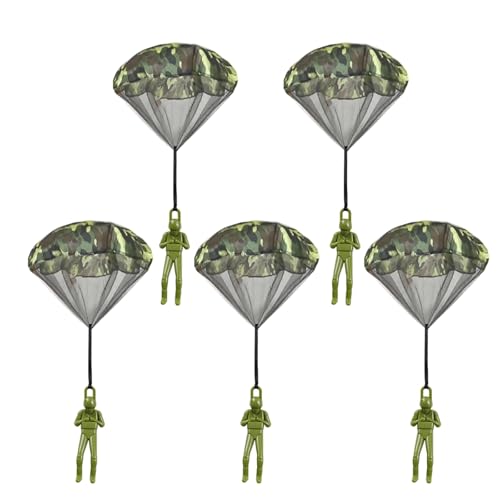 Ismeally 5 Pack Parachute Toy, Tangle Free Throwing Toy Parachute, Top Indoor & Outdoor Toss It Up Flying Toys for Christmas Holiday Birthday Gift Party Favors (Army Green)