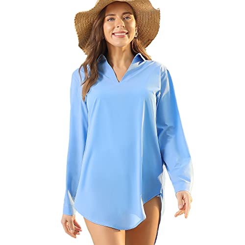 Traje de baño contra quemaduras solares con camisa de manga larga para mujer