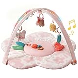 Baby Play Gym & Activity Mat with Light-up Musical Arch, Washable Tummy Time Mat with 6 Detachable Sensory Toys for Motor Skills, Baby Essentials Shower Gift - Updated Spring Blossoms Themed