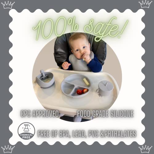 Baby Led Weaning 10 Piece Feeding Eating Supplies | Strong Suction Plate Silicone Cup Snack Lid Drink Lid With Straw Silicone Suction Bowl Bib Spoons Forks Baby Tableware Set6Monthstoddler(Olivegreen) #TOP2