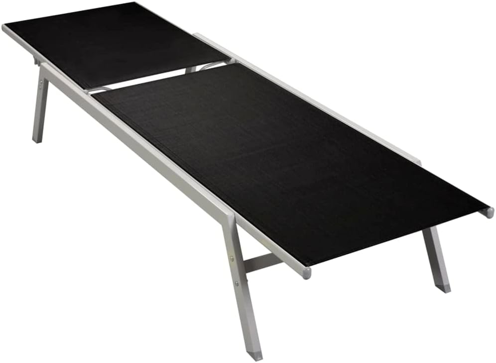 Outdoor Bed for Patio, Backyard, Garden, Outside Tanning Chairs,Beach Chair Lounge Chair,Steel and Textilene Black