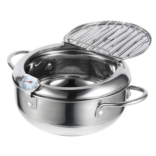 Alipis 1 Pc freidora sartenes con Cesta y Tapa Utensilios de Cocina colador de Malla Fina Cacerola Wok ollas frigideira Fryer sartén Estilo japonés sartén drenable Acero Inoxidable Golden