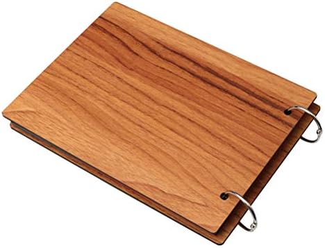 ofoen Wood Photo Album, DIY Hand Stick Type Memory Picture Photo Travel Record Scrapbook Wooden Color
