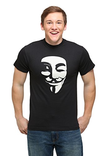 V For Vendetta Mask Men's T-Shirt (Black) #67/#1518 (Men's Large, Black)