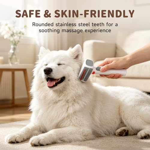 2-in-1 Pet Self-Detangling & Grooming Comb, Cat Brush Dog Brushes for Grooming, Dual-mode Dog Deshedding Brush for Dogs Cats, Cat Combs Pet Groomin-g Brus-h for Dematting, Undercoat Comb for Dogs Cats - Image 4