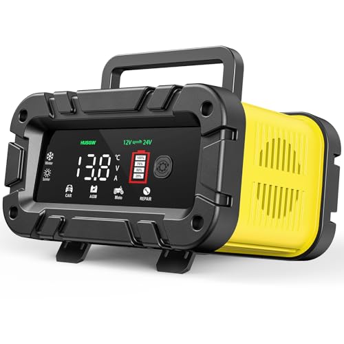 Husgw 12v/24v 20A Chargeur Batterie Voitures, Chargeur Intelligent Batterie avec Automatique...